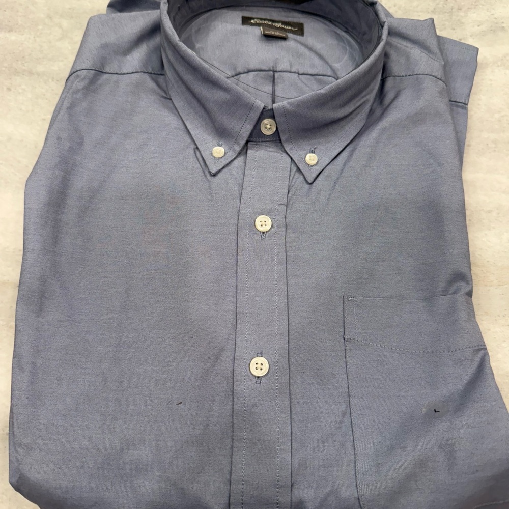 Eddie Bauer Blue Dress Shirt Classic Long-Sleeve Design size L NWT